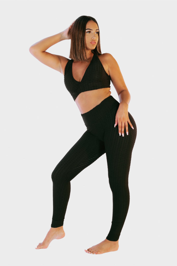 Canoan Brazilian Legging - Anti Cellulite Textured Heart Booty Effect  Black, legging anti cellulite 